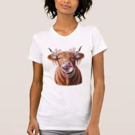 Camiseta Coquette Highland Cow Bubblegum Shovel Design