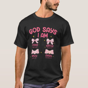 Camiseta Coquette Mom God dice que soy fuerte y digno Eno