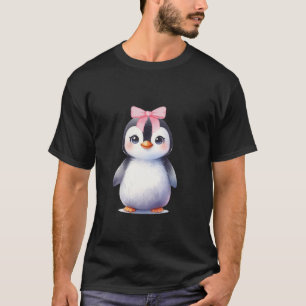 Camiseta Coquette Penguin Bow Simple Rosa Cute Chica