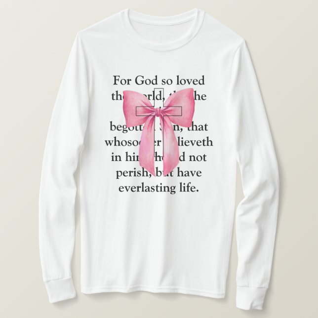 Camiseta Coquette Pink Bible Verse Cross Sweshirt (Anverso del diseño)