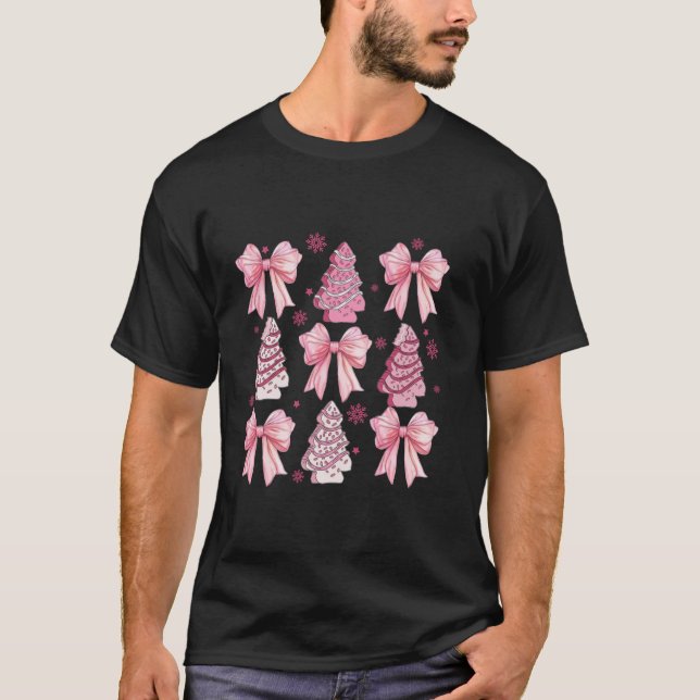 Camiseta Coquette Pink Bow Christmas Tree Cake (Anverso)
