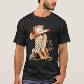 Camiseta Coquette Pink Bow Cowboy Boots Chicas jovencitos
