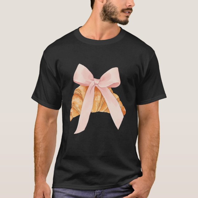 Camiseta Coquette Pink Bow Croissant Cute Baking Baker Past (Anverso)