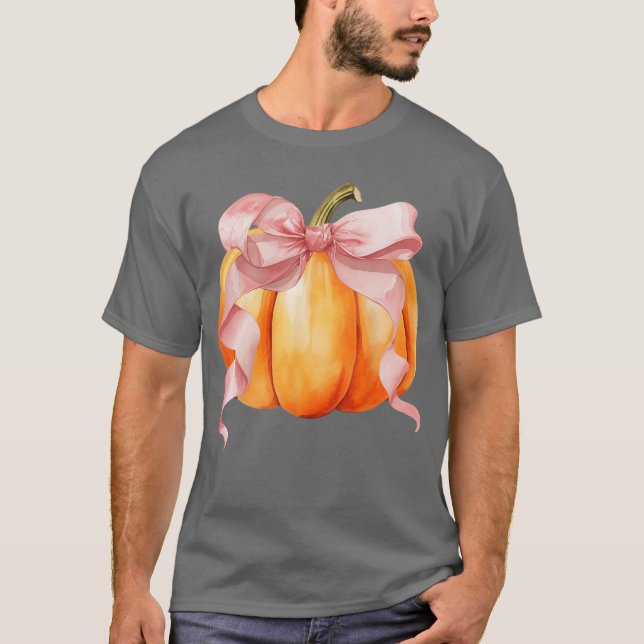 Camiseta Coquette Pink Bow Pumpkin Fall Halloween Costume W (Anverso)