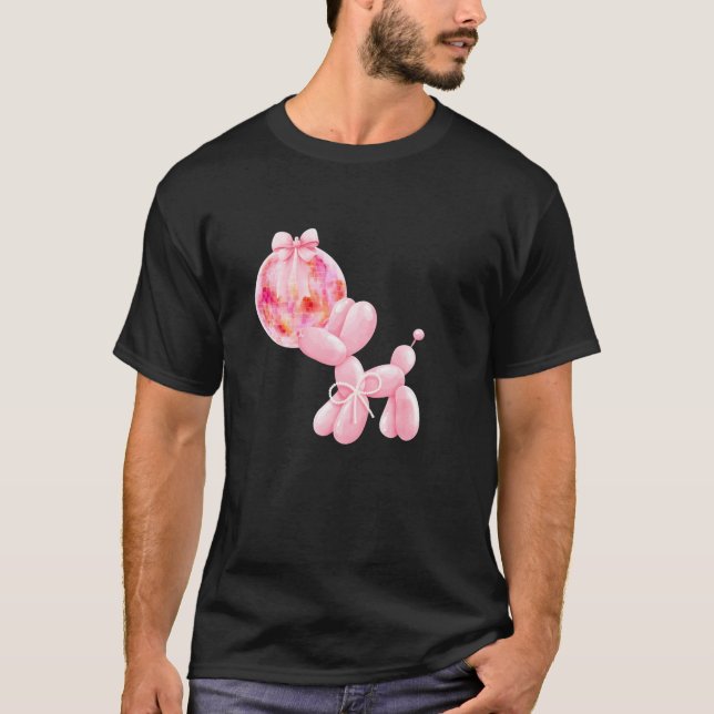 Camiseta Coquette Pink Disco Ball Balloon Dog Bow Ribbon Y2 (Anverso)