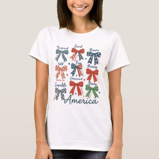 Camiseta Coquette Red White & Blue Patriotic Bows 4 de juli