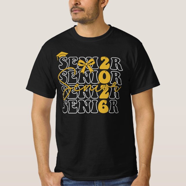 Camiseta Coquette Senior 2026 Golden Bow Graduation Boy  (Anverso)