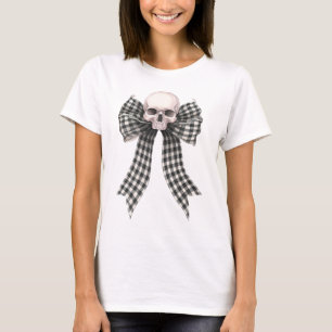 Camiseta Coquette Skull Bow Gingham Gothic T Shirt