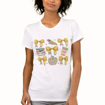 Coquette Teacher Lápiz Apple Bow Coffee T-Shirt