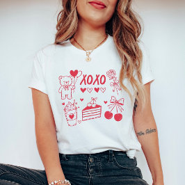 Camiseta Coquette Valentine XOXO Teddy Bear & Cherries