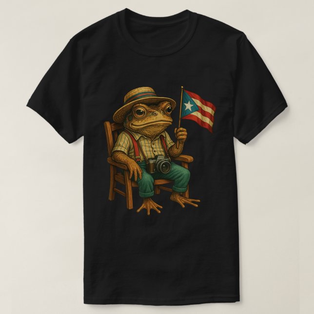 Camiseta Coqui Frog Puerto Rico Flag Boricua Pride Shirt (Diseño del anverso)