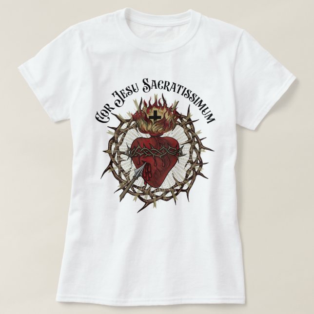 Camiseta Cor Jesu Sacratissimum Sagrado Corazón de Jesús (Diseño del anverso)