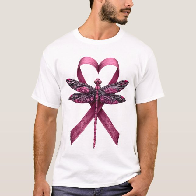 Camiseta Cora Cáncer de Mama Corazón Libélulas Conciencia M (Anverso)