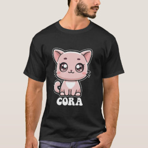 Camiseta Cora Cute Cat Kitten Diseño para Chicas Nombre Cor