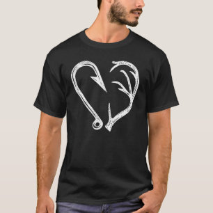 Camiseta Cora de Ciervo de Gancho Amor Pesca Caza Pescado C