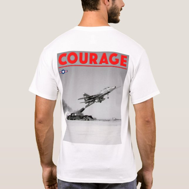 Camiseta CORAJE PILOTO DE PRUEBA - Super Saber F-100D (Reverso)