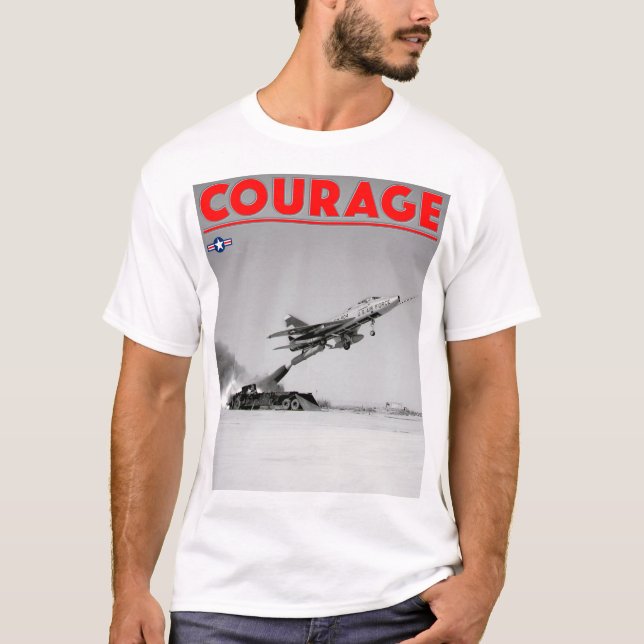 Camiseta CORAJE PILOTO DE PRUEBA - Super Saber F-100D (Anverso)