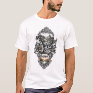 Camiseta Coraje y Alas Lobo Alado Arte de Fantasía Vintage