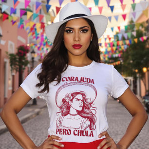 Camiseta Corajuda Pero Chula Latina Bonita Line Art