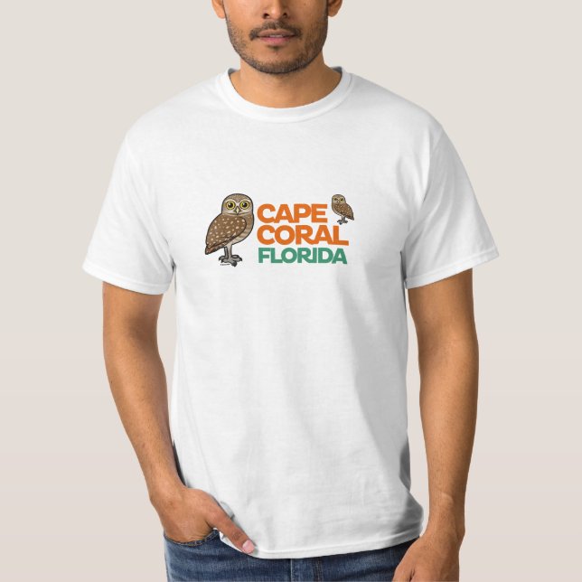 Camiseta Coral del cabo madriguera búhos (Anverso)