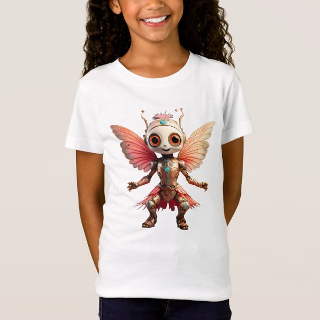 Camiseta Coral Gold Cute Dancing Robot Pixie (Anverso)