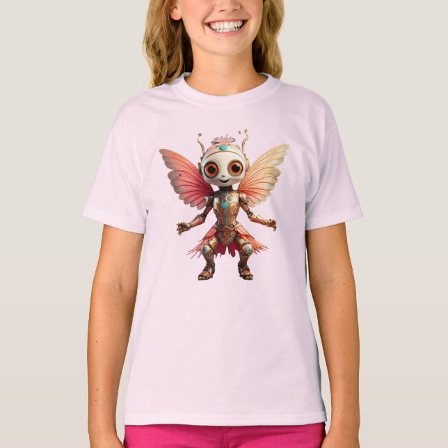 Camiseta Coral Gold Cute Dancing Robot Pixie (Anverso)