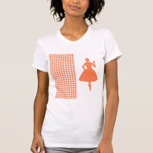 Camiseta Coral Modern Houndstoth con Silueta de Moda