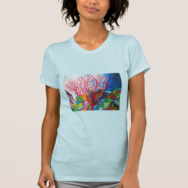 Camiseta Coral Reef Great Barrier Reef arte oceánico (Anverso)