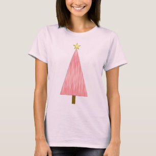 Camiseta Coral rosa Ombre moderno árbol de Navidad