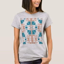 Camiseta Coral Rust Turquoise Southwest Art Look Resumen