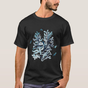 Camiseta coral tranquilo - pintura acuarela en tonos azules