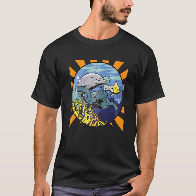 Camiseta Coral Turba Dolphin Jellyfish Animal (Anverso)