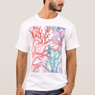 Camiseta Corales acuáticos: patrón del mundo submarino.