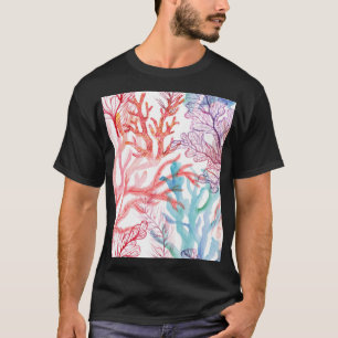 Camiseta Corales acuáticos: patrón del mundo submarino.