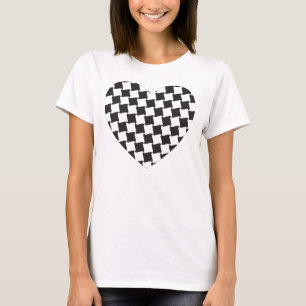 Camiseta Corazón a cuadros negro