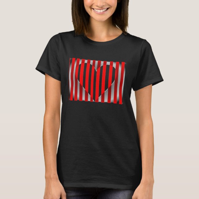 Camiseta Corazón a rayas de San Valentín (Anverso)