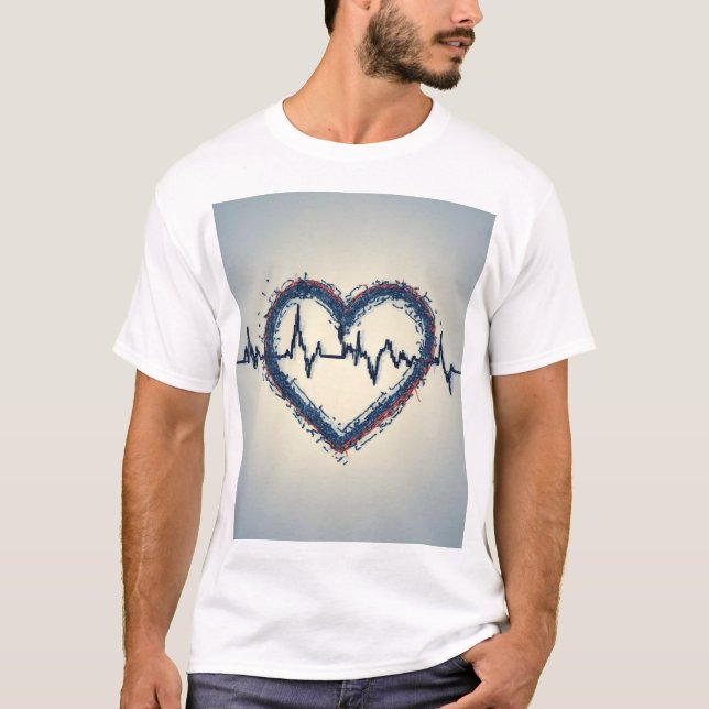 Camiseta Corazón abstracto con diseño de pulso (Anverso)