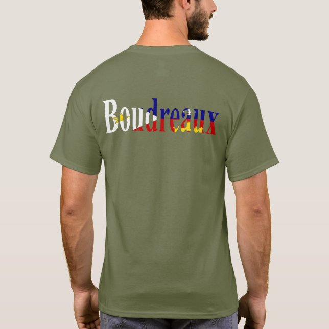 Camiseta Corazón acadiense de Boudreaux Cajun de la bandera (Reverso)
