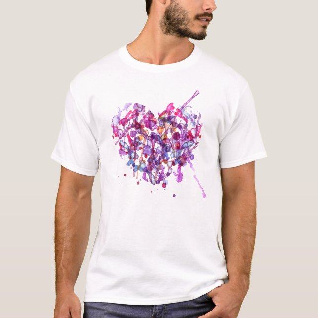 Camiseta Corazón acuarela abstracta para Día de San Valentí (Anverso)