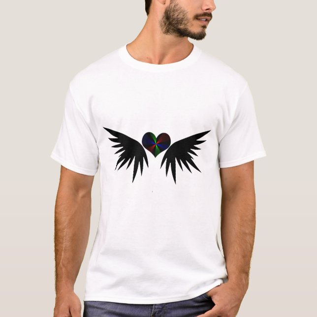Camiseta corazón alado neón resplandor (Anverso)