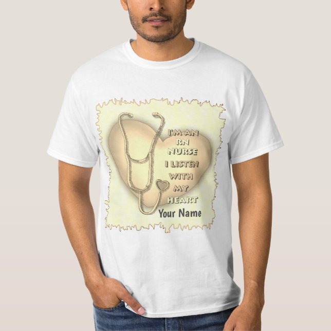 Camiseta Corazón Amarillo RN Enfermera Registrada (Anverso)