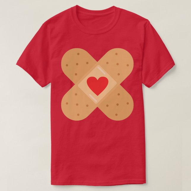 Camiseta Corazón Amor Plaster corazones amorosos enfermera  (Diseño del anverso)