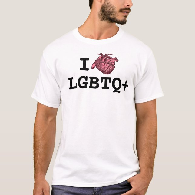 Camiseta Corazón anatómicamente correcto I Heart LGBTQ+ (Anverso)