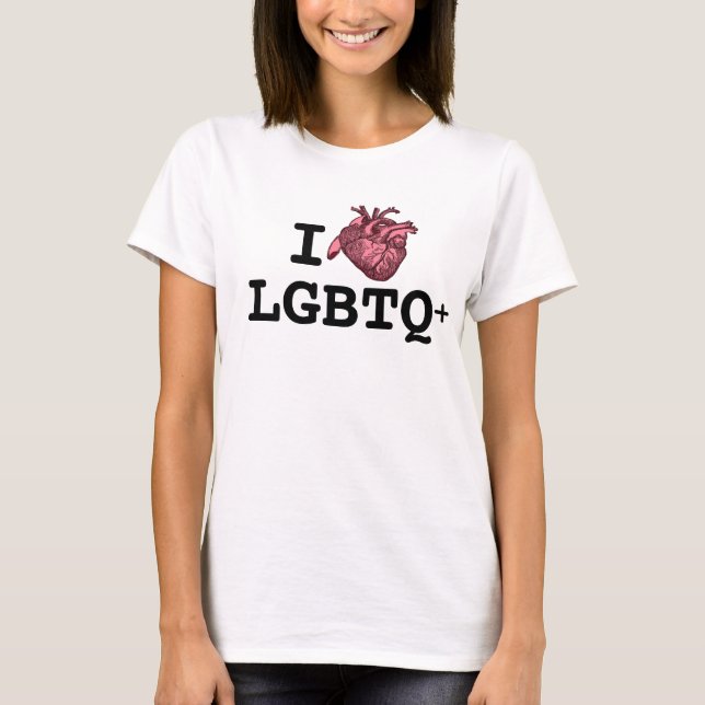 Camiseta Corazón anatómicamente correcto I Heart LGBTQ+ (Anverso)
