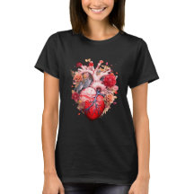 Corazón anatómico con flores