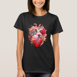 Camiseta Corazón anatómico con flores