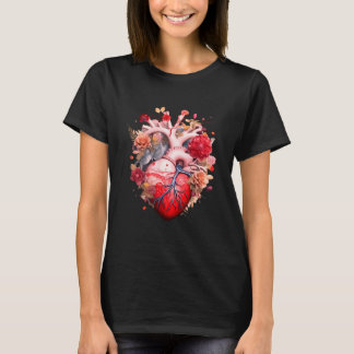 Camiseta Corazón anatómico con flores