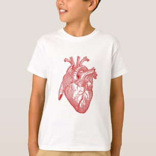 Camiseta Corazón Anatómico de la Antigüedad Roja