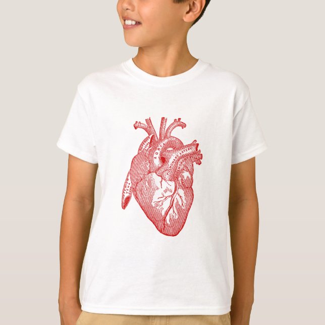 Camiseta Corazón Anatómico de la Antigüedad Roja (Anverso)