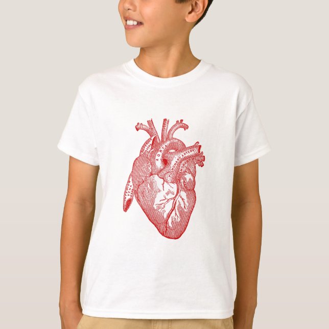 Camiseta Corazón Anatómico de la Antigüedad Roja (Anverso)